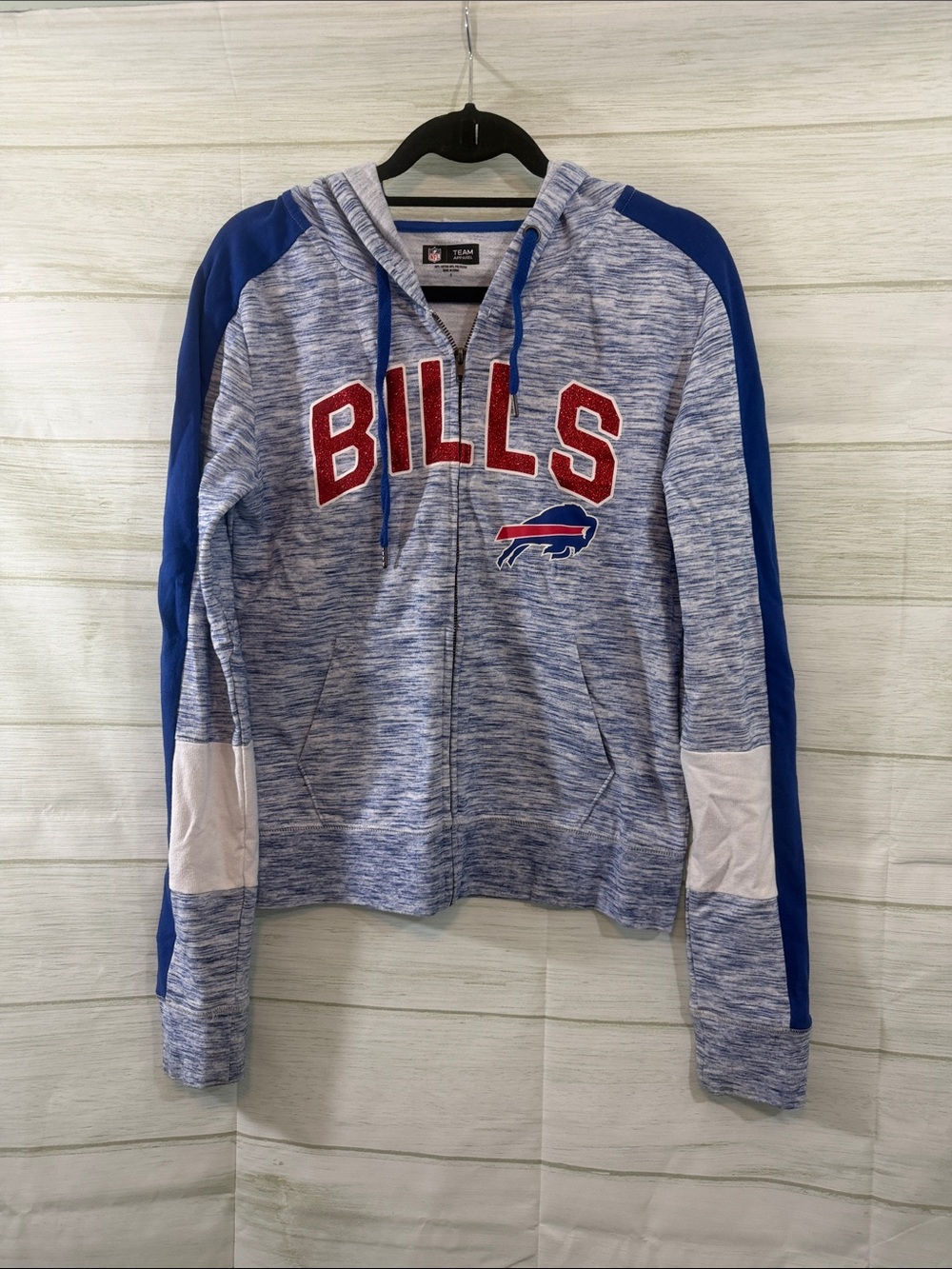 Buffalo Bills Glitter Full Zip Hooded Sweatshirt • SMALl